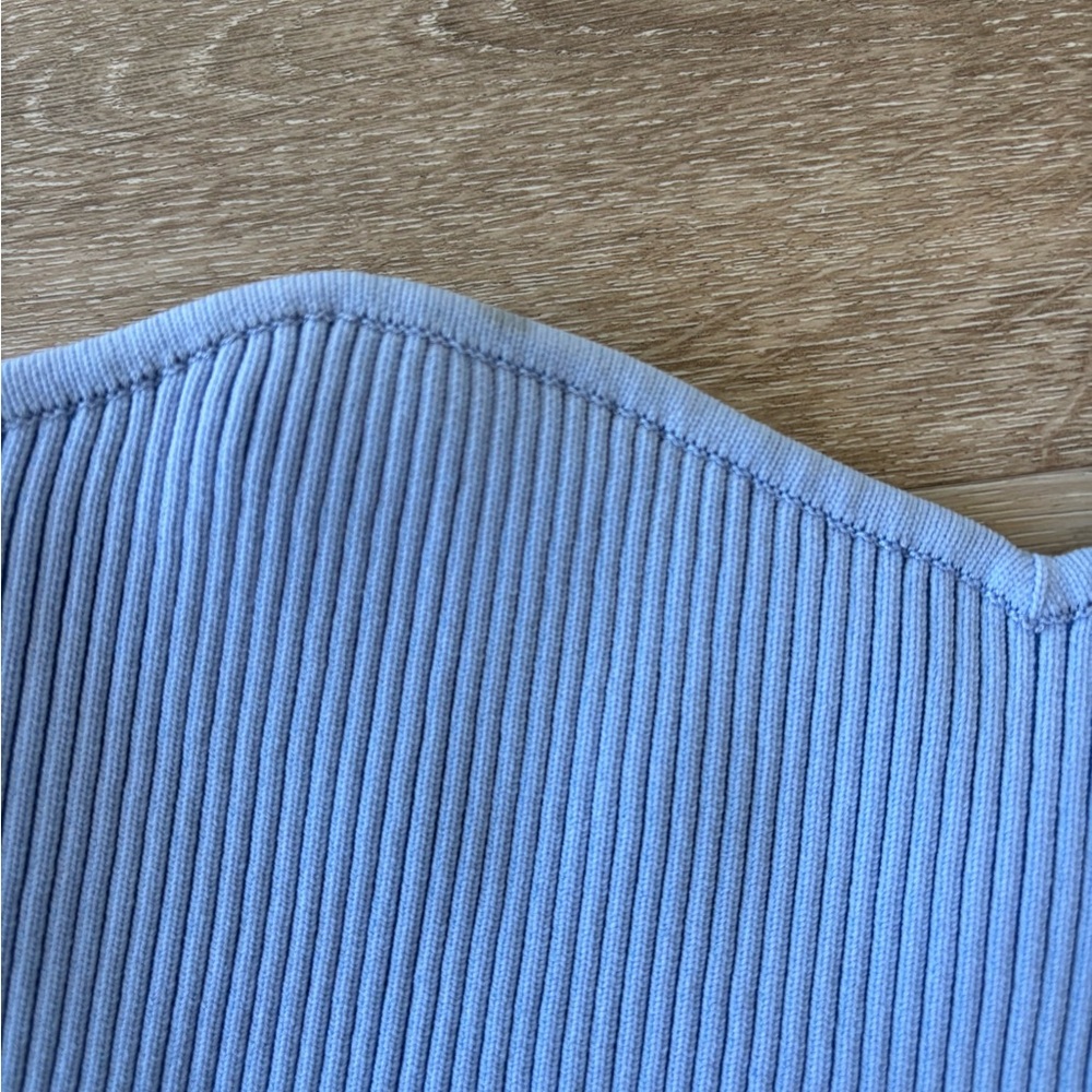 Periwinkle Blue Ribbed Strapless Top - Picture 5 of 5